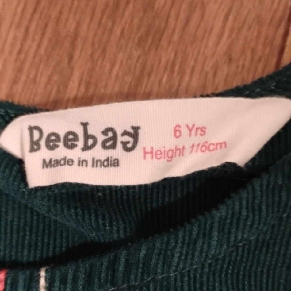 Beebay Cordury Green Dress With Animal Embroidery - Picture 2 of 5